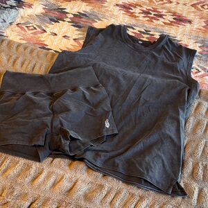 Free People Black Sleeveless Top and Shorts Set